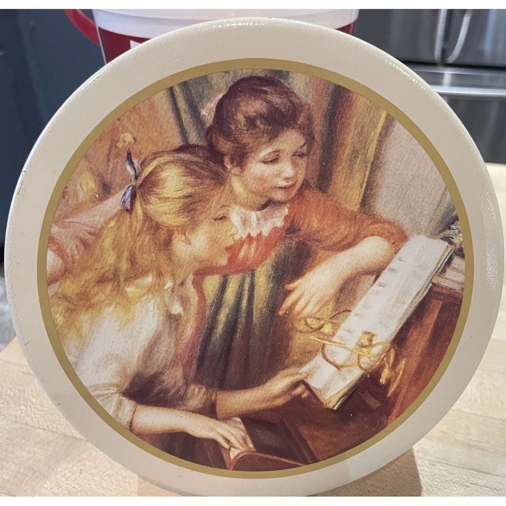 RARE Renoir Young Girls at the Piano Tin Trinket Box 6.5"x1.75" Cottagecore Vtg